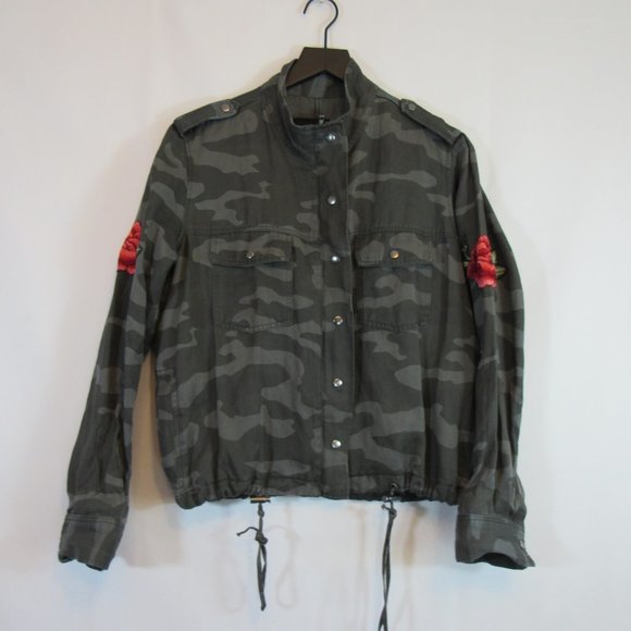 Rails Collins Camo Rose Patch Linen Jacket - Picture 7 of 12